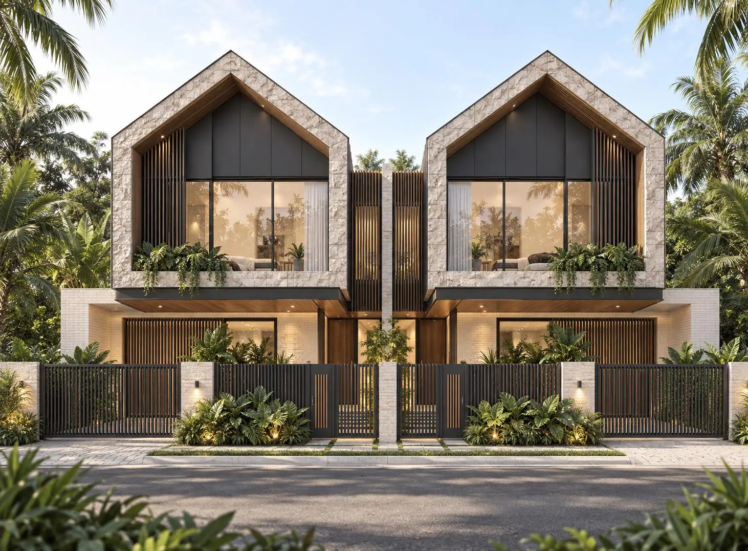 Twin House: the facade of both halves
