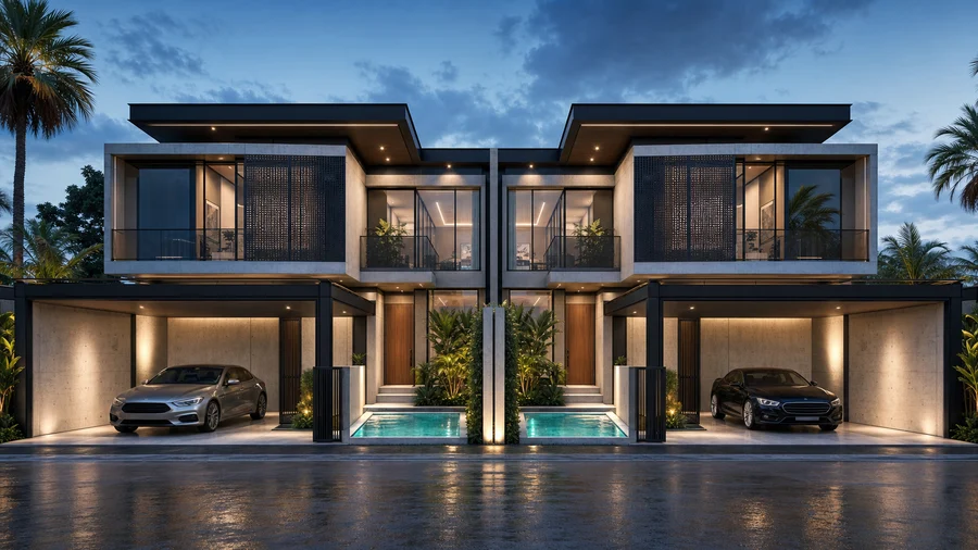 Twin House, 3 bedrooms, hi-tech style