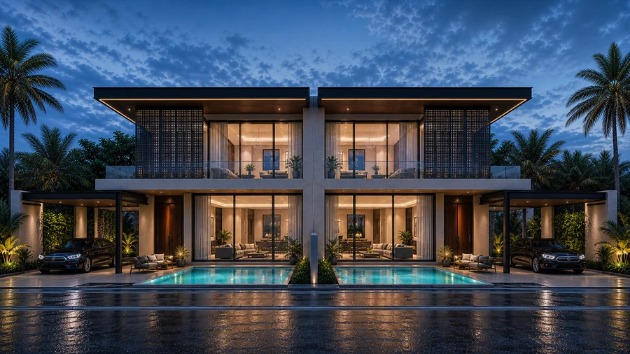 Twin House, 4 bedrooms, hi-tech style